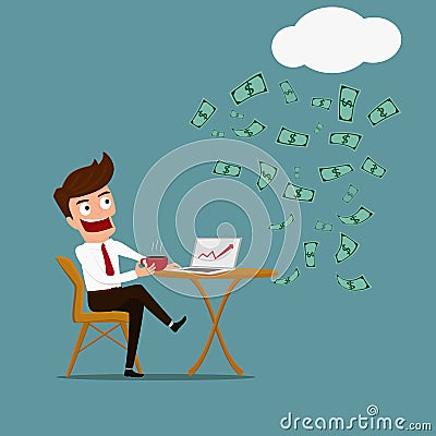 Business man have relax and passive income concept. Vector Illustration