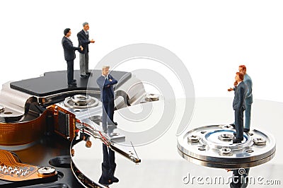Business man on HDD Stock Photo