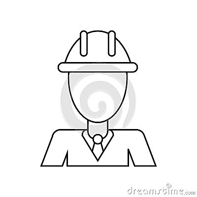 Business man helmet contruction manager thin line Vector Illustration