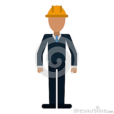 Business man helmet contruction manager Vector Illustration