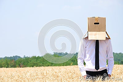 Business Man hiding face Stock Photo