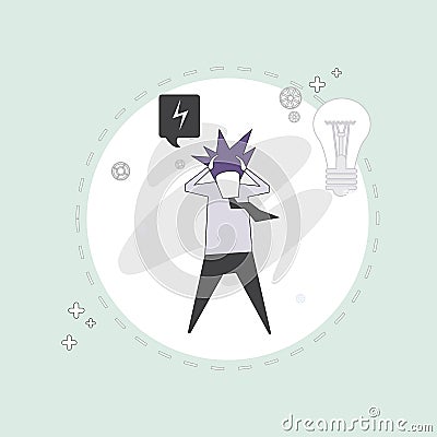 Business Man Hold Head Pondering Problem Concept Vector Illustration