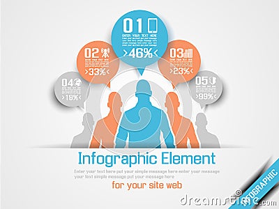 Business man infographic optio three 4 orange Vector Illustration