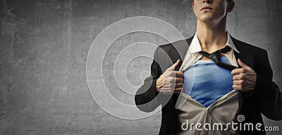 Business man like superman Stock Photo