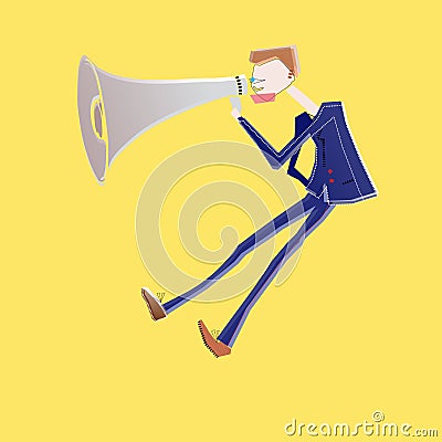 Business man with magaphone Vector Illustration