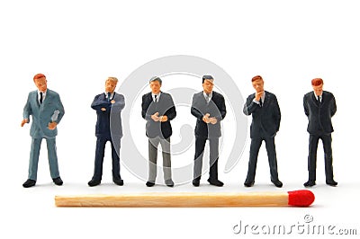Business man and matches on white Stock Photo