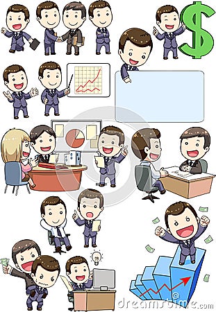 Business man meeting and partners Vector Illustration
