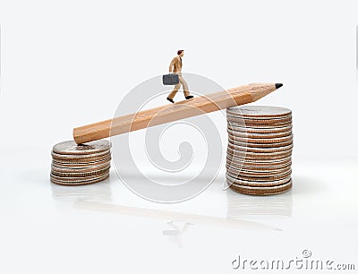 Business man miniature figure concept move to success business f Stock Photo