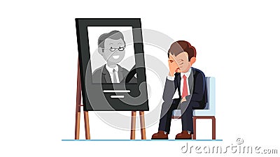 Business man mourning over death of colleague Vector Illustration