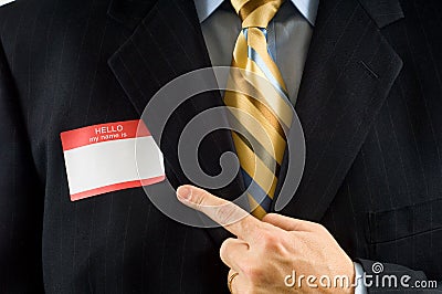 Business man with Name Tag Stock Photo