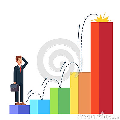 Business man planning his career growth Vector Illustration