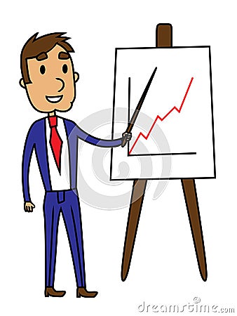 Business man presentation of a growth graph Vector Illustration