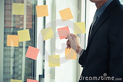 Business man presenting project plan and task in Agile process for team in meeting room for brainstorm business strategy for star Stock Photo