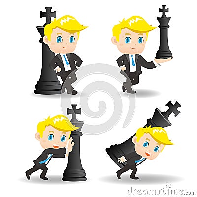 Business man push chess Vector Illustration