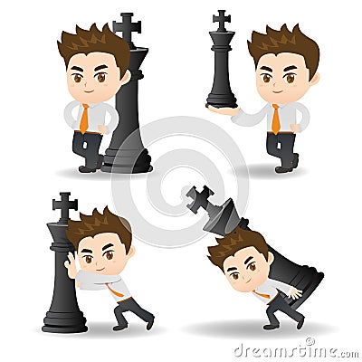 Business man push chess Vector Illustration