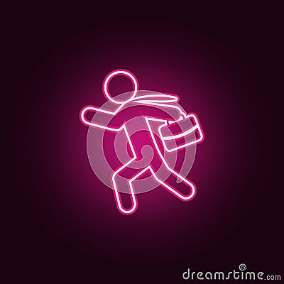 business man running around icon. Elements of HR & Heat hunting in neon style icons. Simple icon for websites, web design, mobile Stock Photo
