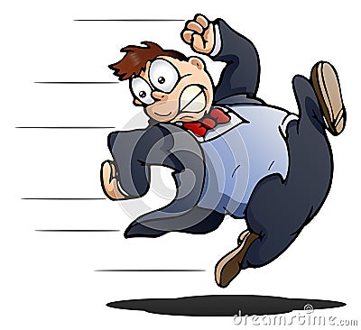 business man running Cartoon Illustration