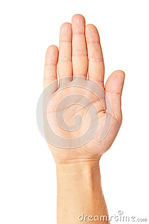 Business man's hand make stop symbol isolated Stock Photo