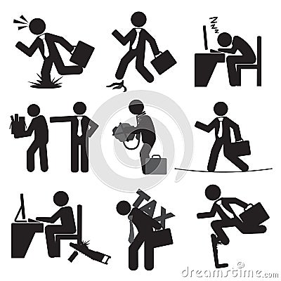 Business Man's Risk Icon Set. Vector Illustration