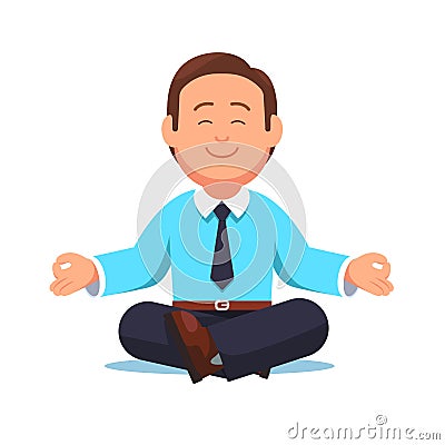 Business man sitting in the padmasana lotus pose Vector Illustration