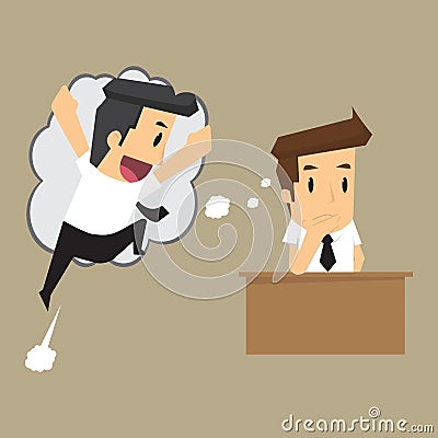 Business man sneaked into the idea, know the idea let me being t Vector Illustration