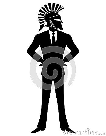 Business man in spartan helmet. Vector Illustration