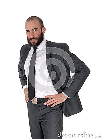 Business man standing with hands on hips Stock Photo