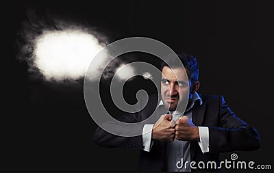 Business man in suit being angry Stock Photo