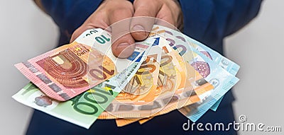 business man in suit counting euro money Stock Photo