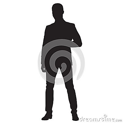 Business man in suit with his legs crooked Vector Illustration