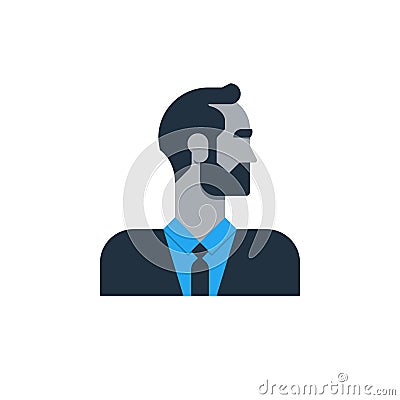 Business man in suit, side view, tured head, office worker, manager Vector Illustration