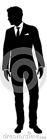 Business Man In Suit Silhouette Person Vector Illustration