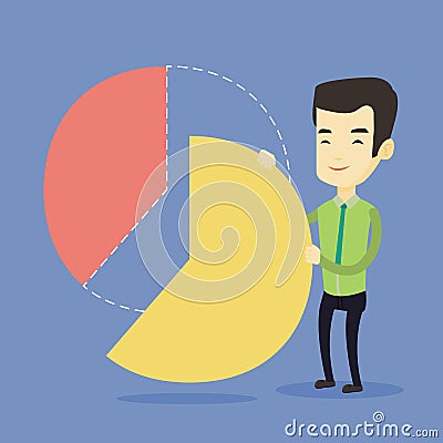 Business man taking his share of the profits. Vector Illustration