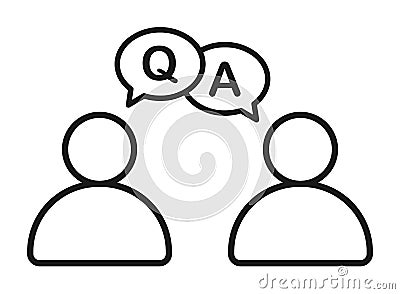 Business man talking with question answer information icon Vector Illustration