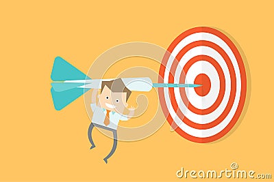 Business man and target goal Vector Illustration