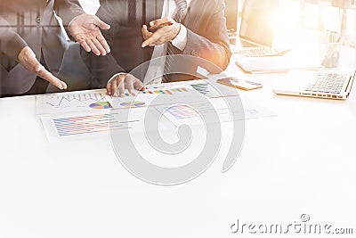 Business man with team financial inspector and secretary making report Stock Photo