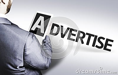 Business man with the text Advertise in a concept image Stock Photo