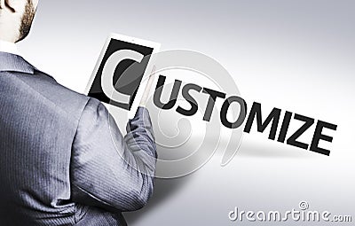 Business man with the text Customize in a concept image Stock Photo