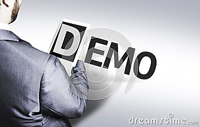 Business man with the text Demo in a concept image Stock Photo