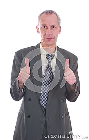 Business man thums up isolated Stock Photo