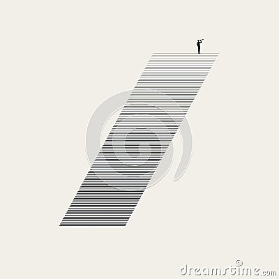 Business man on top of corporate ladder, vector concept. Symbol of challenge, opportunity. Minimal illustration. Vector Illustration