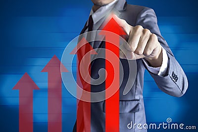 Business man touch modern interface growth up profit concept Stock Photo