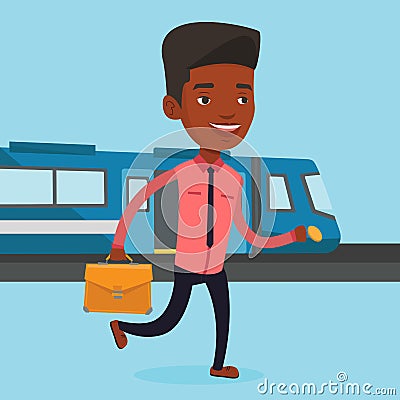 Business man at train station vector illustration Vector Illustration