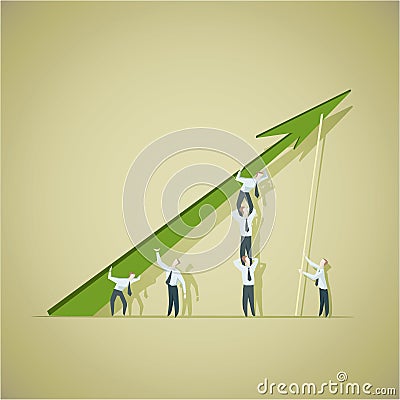 Business man trying to improve achievement graph Vector Illustration