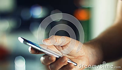 Business Man using Mobile Phone in Office Stock Photo