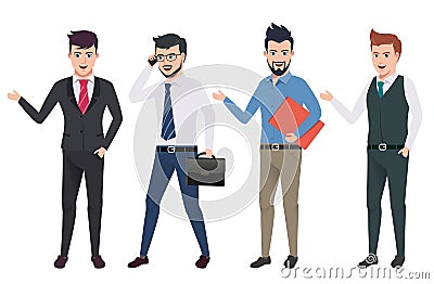 Business man vector characters set with professional male office and sales person Vector Illustration