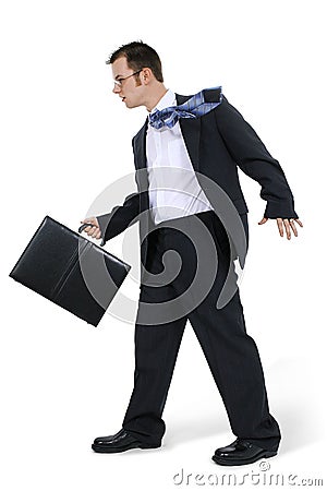 Business Man Walking With Briefcase Stock Photo