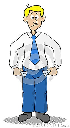 Business man who has empty pockets Vector Illustration