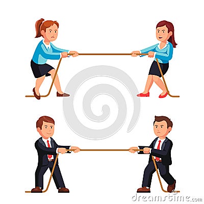 Business man and woman competition metaphor Vector Illustration