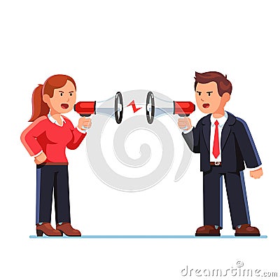 Business man and woman shouting at each other Vector Illustration